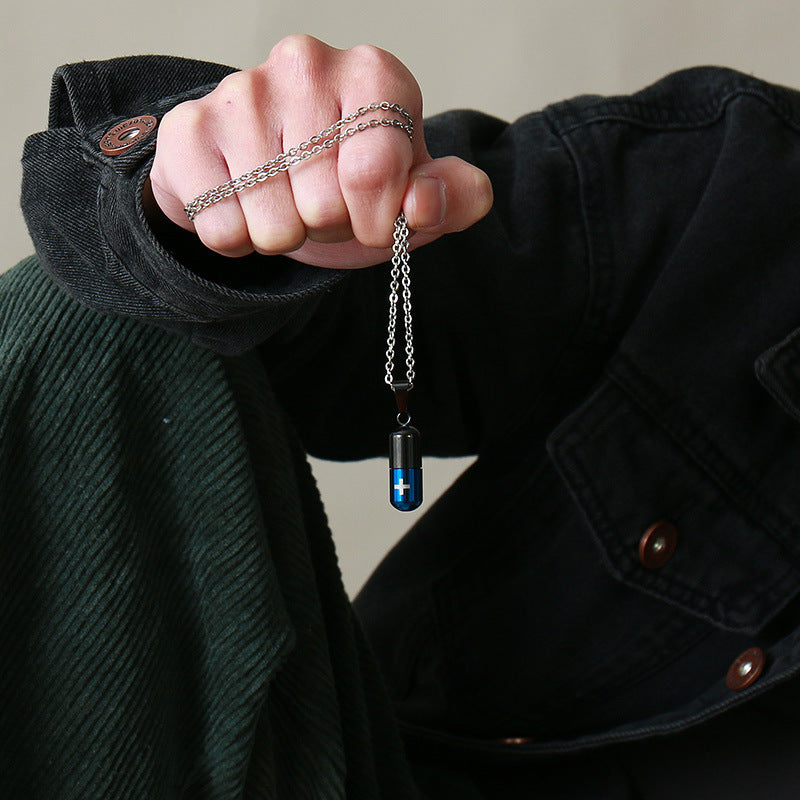 Stainless Steel Pill Perfume Bottle Pendant Necklace Wholesale