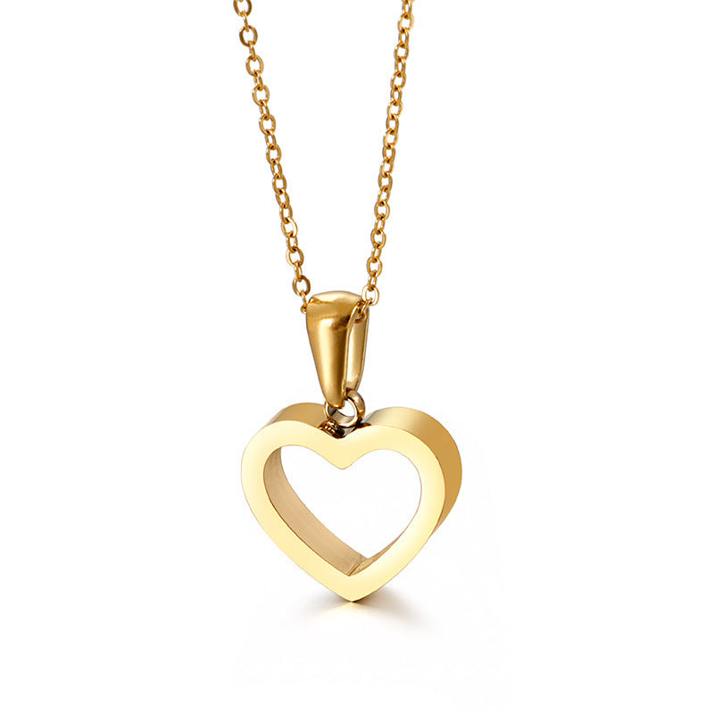 Light Hollow Love Titanium Steel Women's'S Necklace, Japan And South Korea Stainless Steel