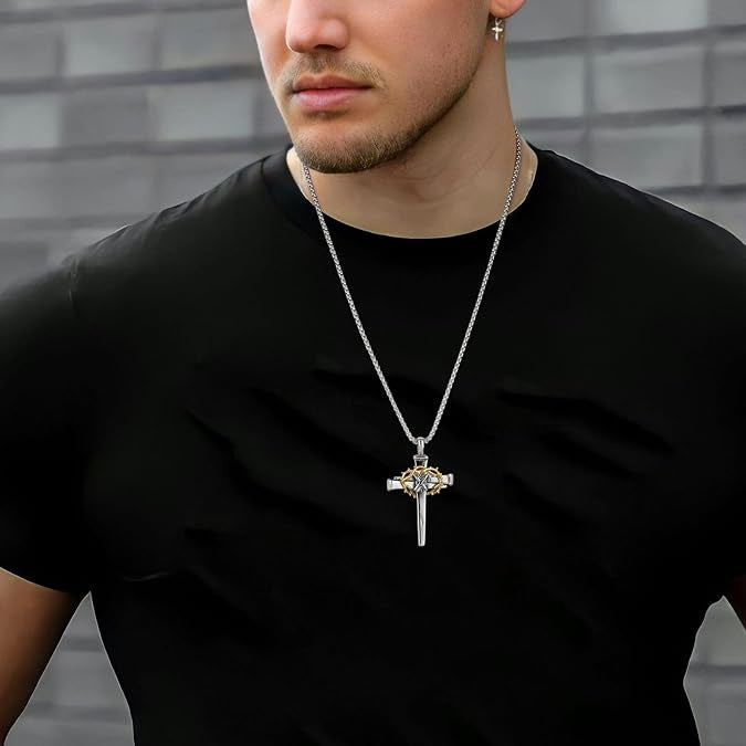 Punk Cross Stainless Steel Pendant Necklace