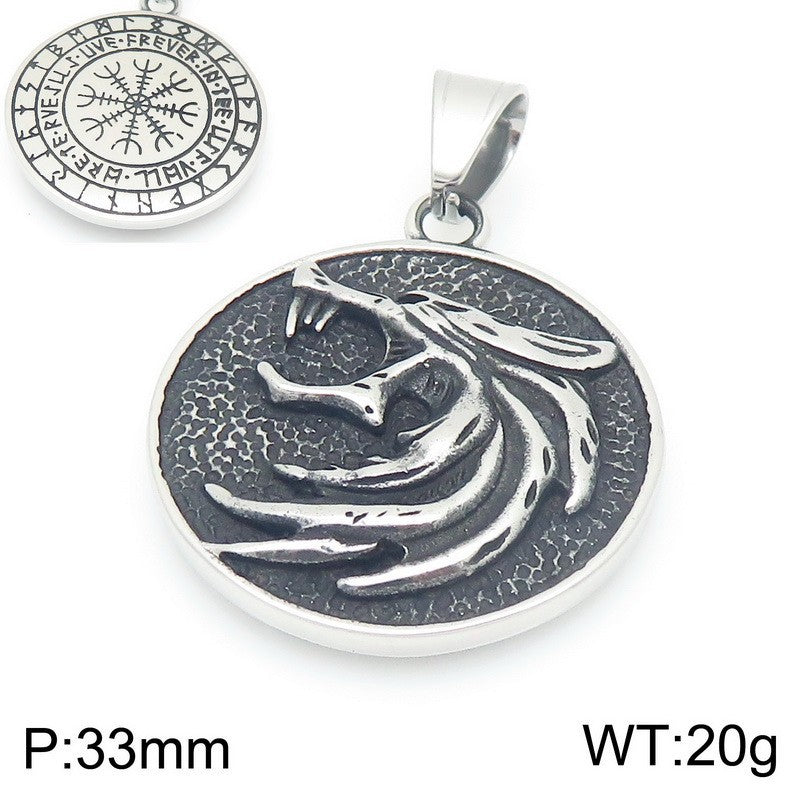 Planderful Viking Wolf Pendant For Men Green Eyed Celtic