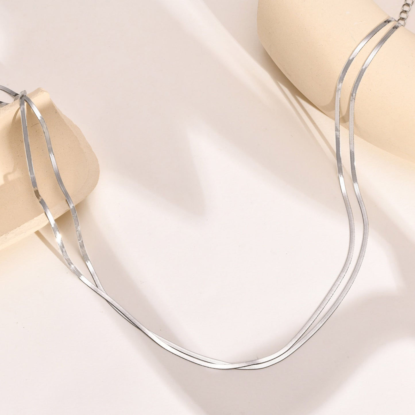 Stainless Steel Double Blade Chain Necklace Gold Women's Jewelry