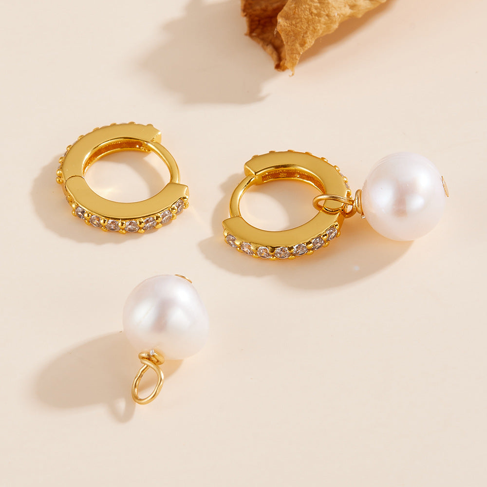 South Korea'S Ear Buckle Retro Natural Pearl Earrings 925 Sterling Silver Earrings