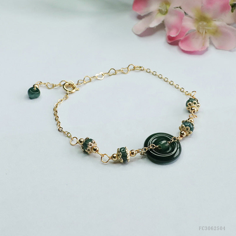 Blue Water Jadeite Peace Ring 15 mm Bracelet