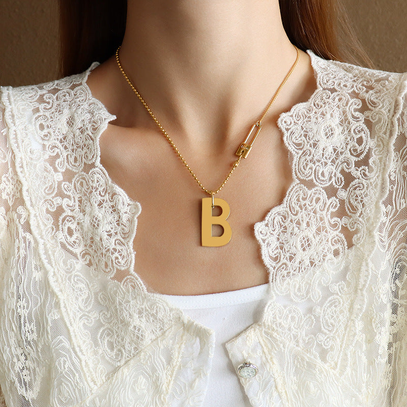 Indifferent Wind Exaggerated B Letter Gold Plated Necklace