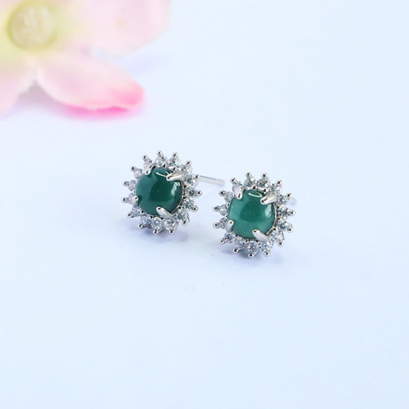 Blue-Water Jadeite Starlight Stud Earrings