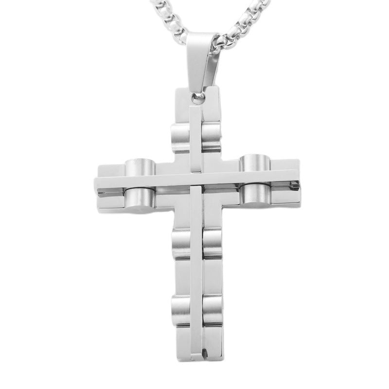 Titanium Steel Retro Cross Pendant Necklace for Men - Trendy Personalized Jewelry