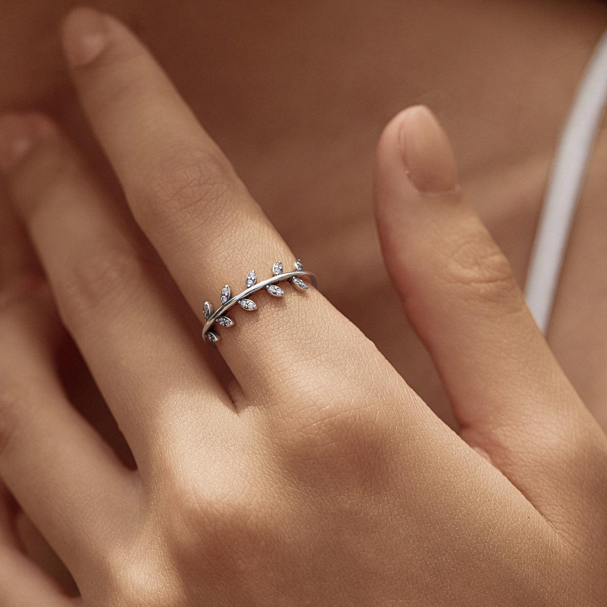 925 Sterling Silver Olive Leaf Ring