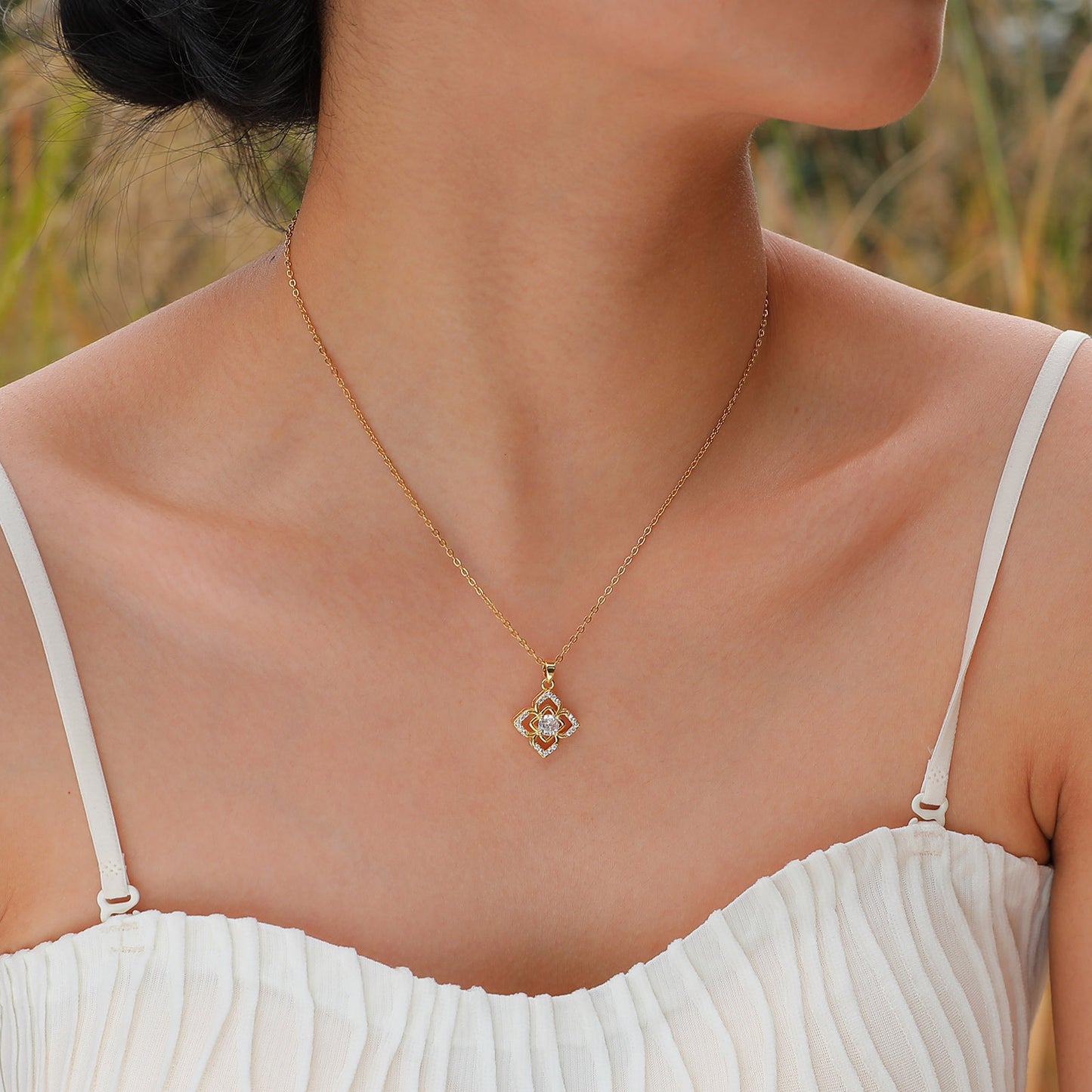 European And American Cross-Border Zircon Flower Necklace