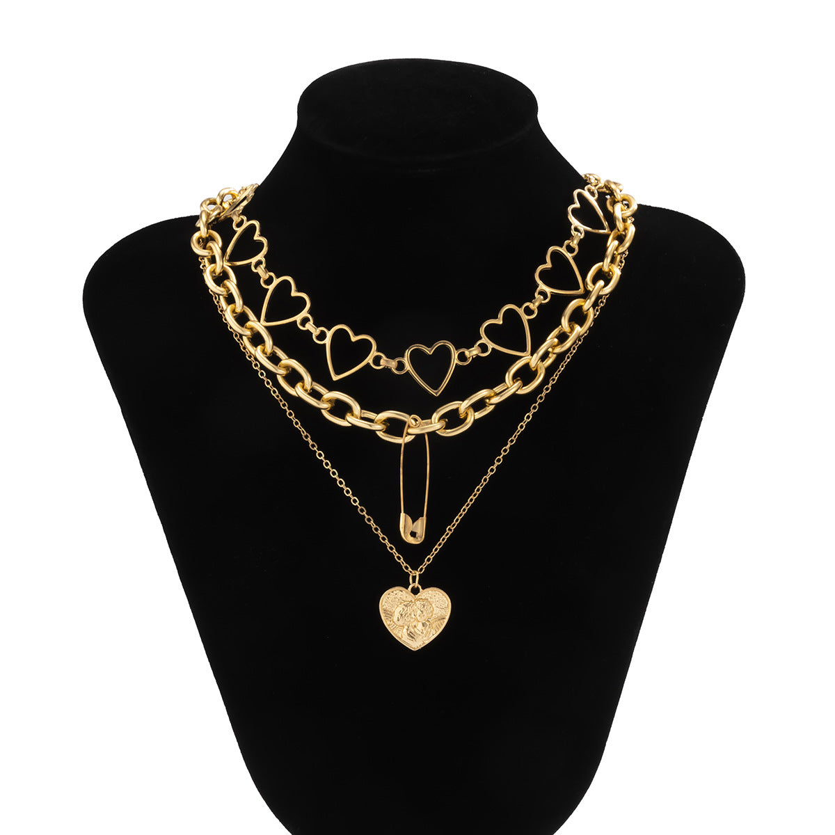 Planderful Vienna Verve Peach Heart Multi Layer Necklace For Women Personalized Temperament Jewelry