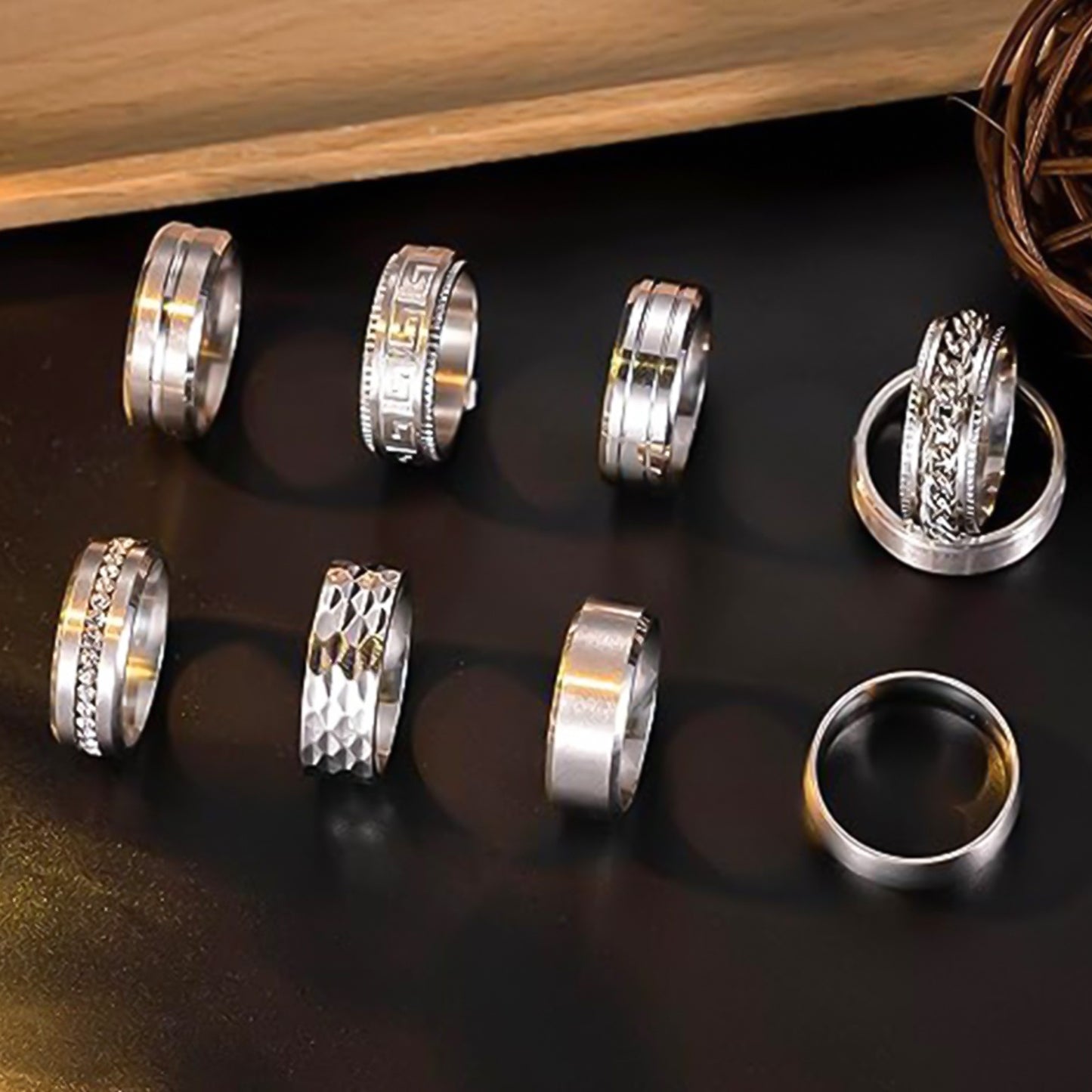 Planderful Everyday Genie Stainless Steel Ring for Men Unisex Rotating Decompression Punk Style Durable