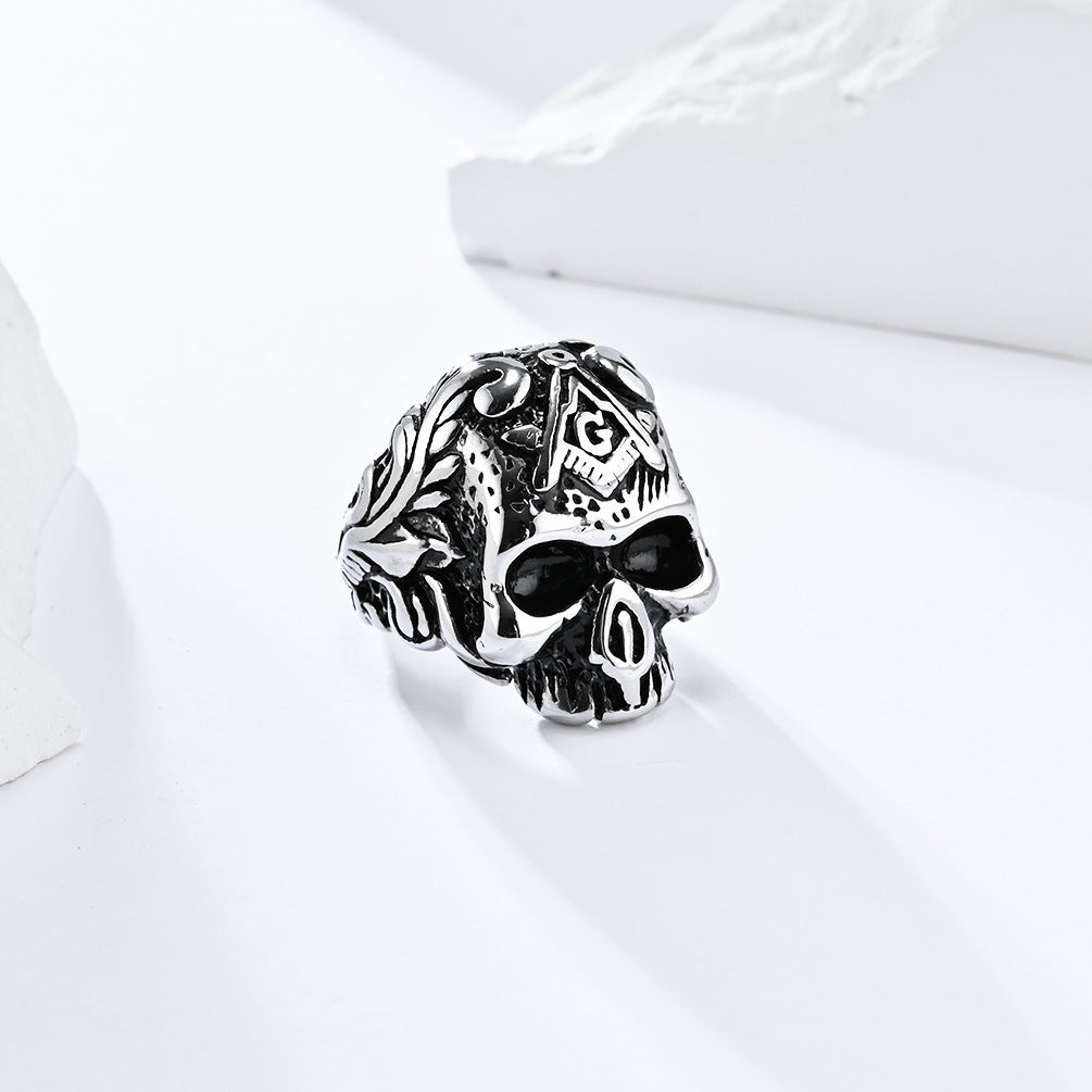 Skull Freemasonry Stainless Steel Ring Men's Fraternity