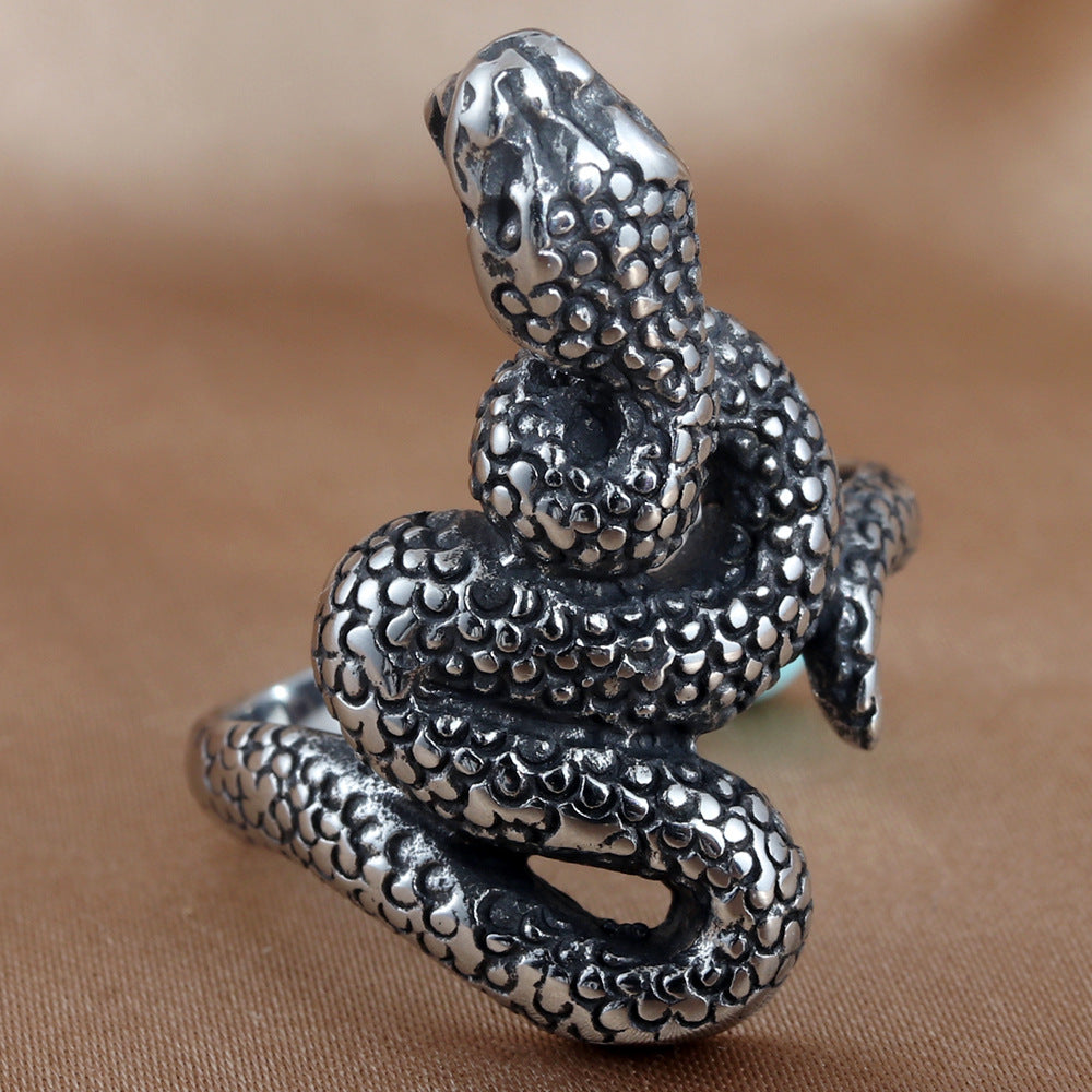 Titanium Steel Snake Ring for Men - Personalized Retro Trendy Animal Jewelry