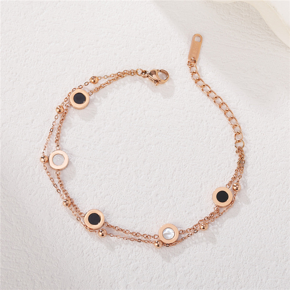 Planderful Double Layer Titanium Steel Bracelet For Women And Men Stylish Unisex Shell Design