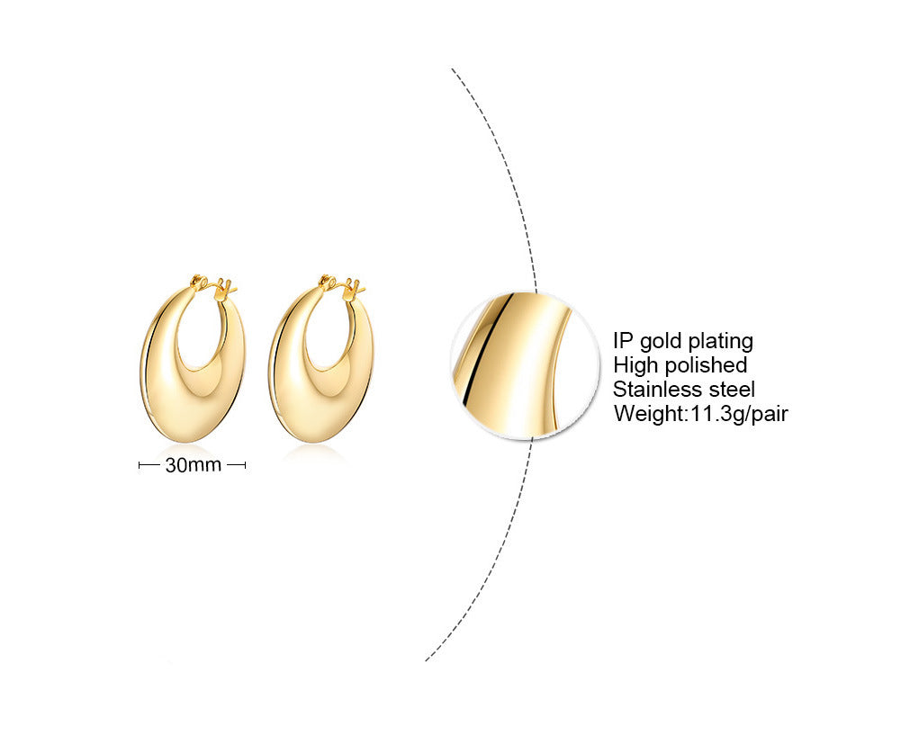 Fashion Trend Jewelry Hollow Earrings Titanium Steel 18K Gold