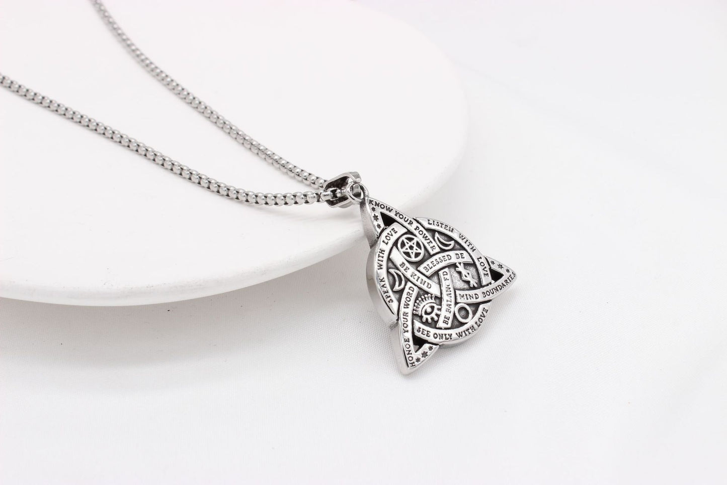 Titanium Steel Viking Triangle Pendant Star Moon Unisex Protection Necklace Planderful Bold