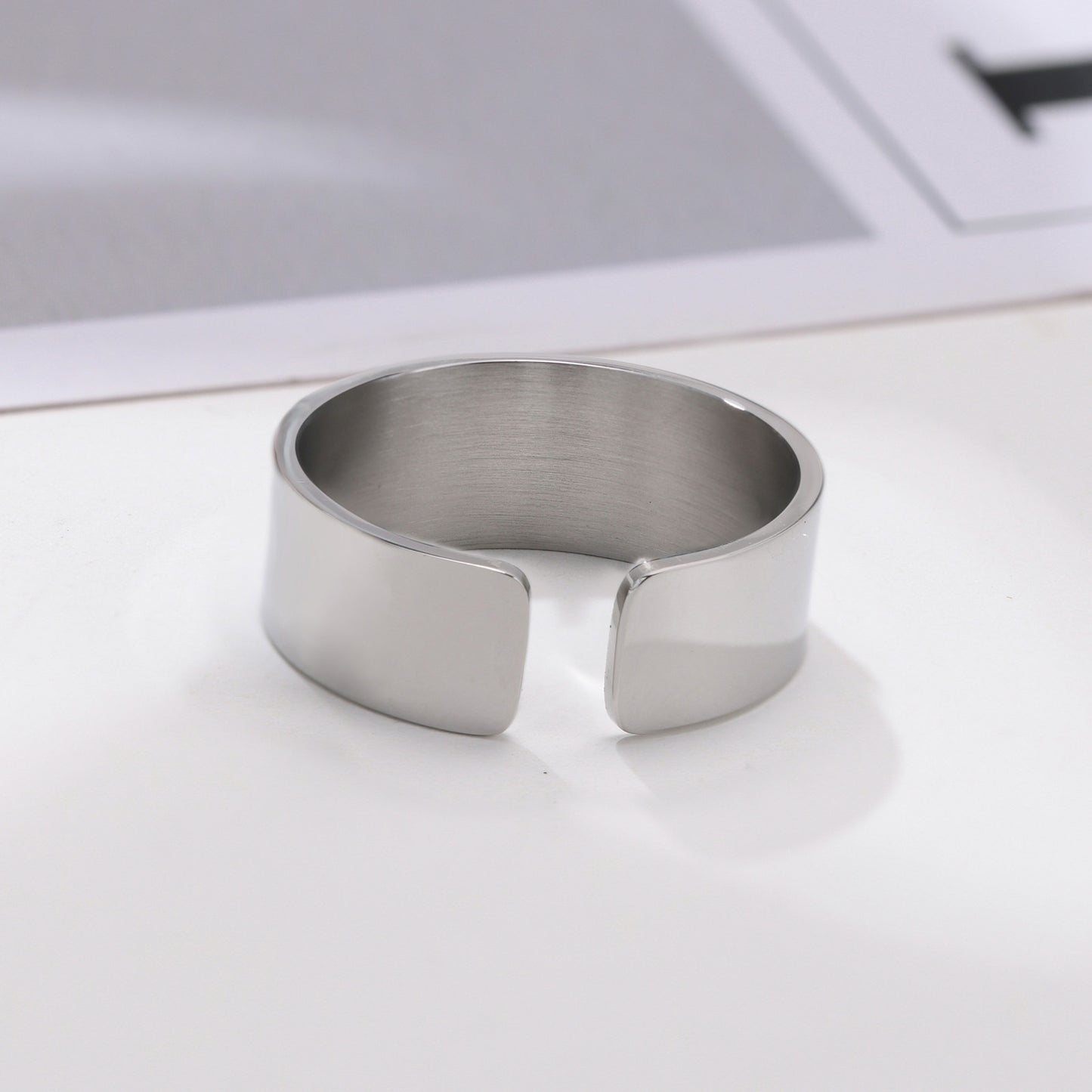 Stainless Steel Bare Body Plain Opening Adjustable Ring Steel Color for Men and Women Jewelry Wholesale