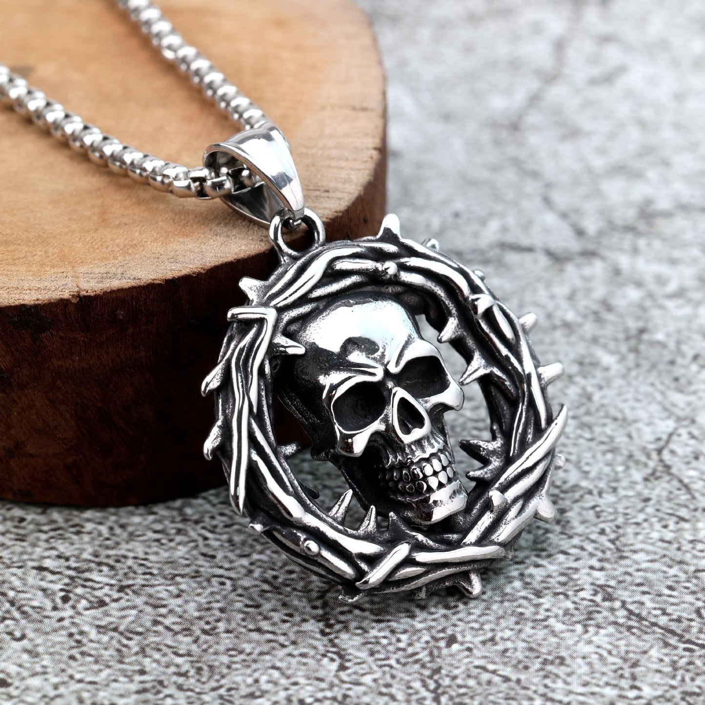 Single Sided Skull Pendant For Men Retro Stainless Steel By Planderful Shop Durable Punk Necklace