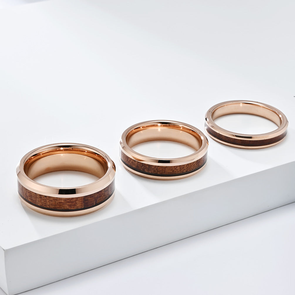 Premium Tungsten Ring With Parquet Wood Leather Finish For Couples By Planderful