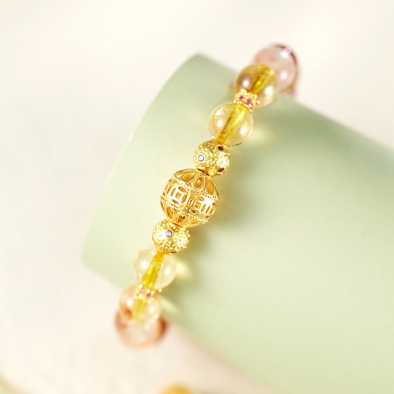 Summer Natural Citrine Bracelet Girls National Style Gift