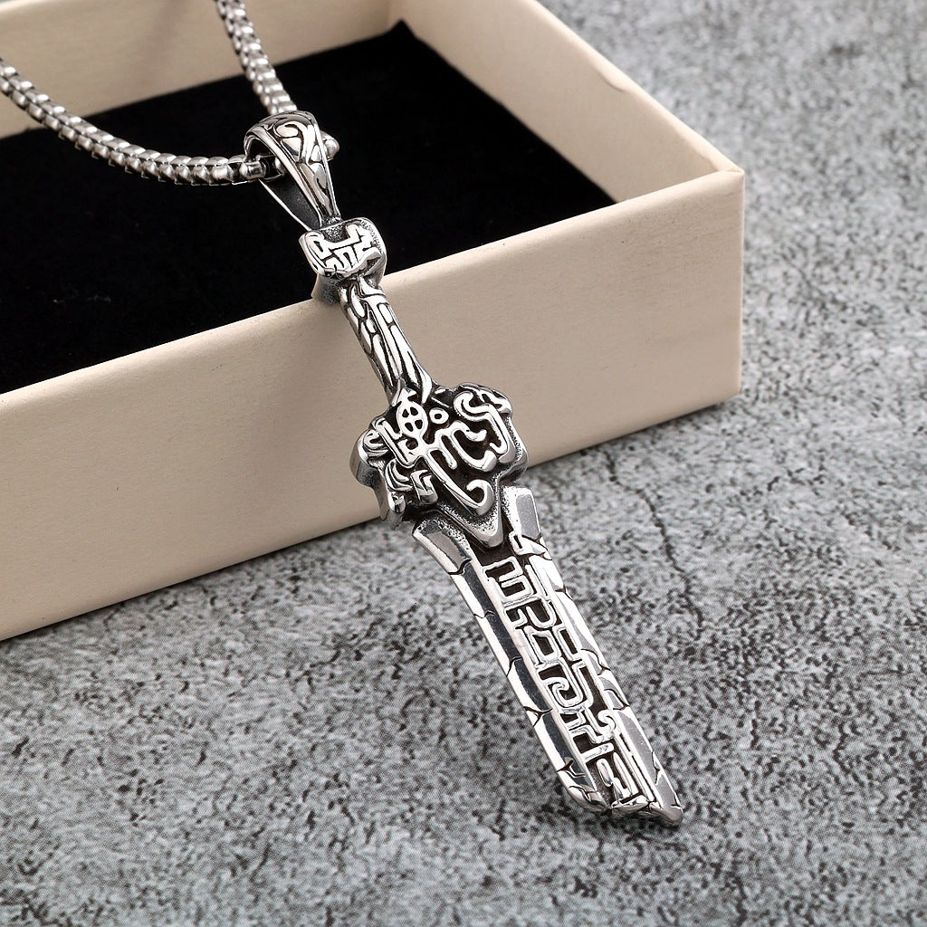 Vintage Dagger Stainless Steel Pendant Necklace