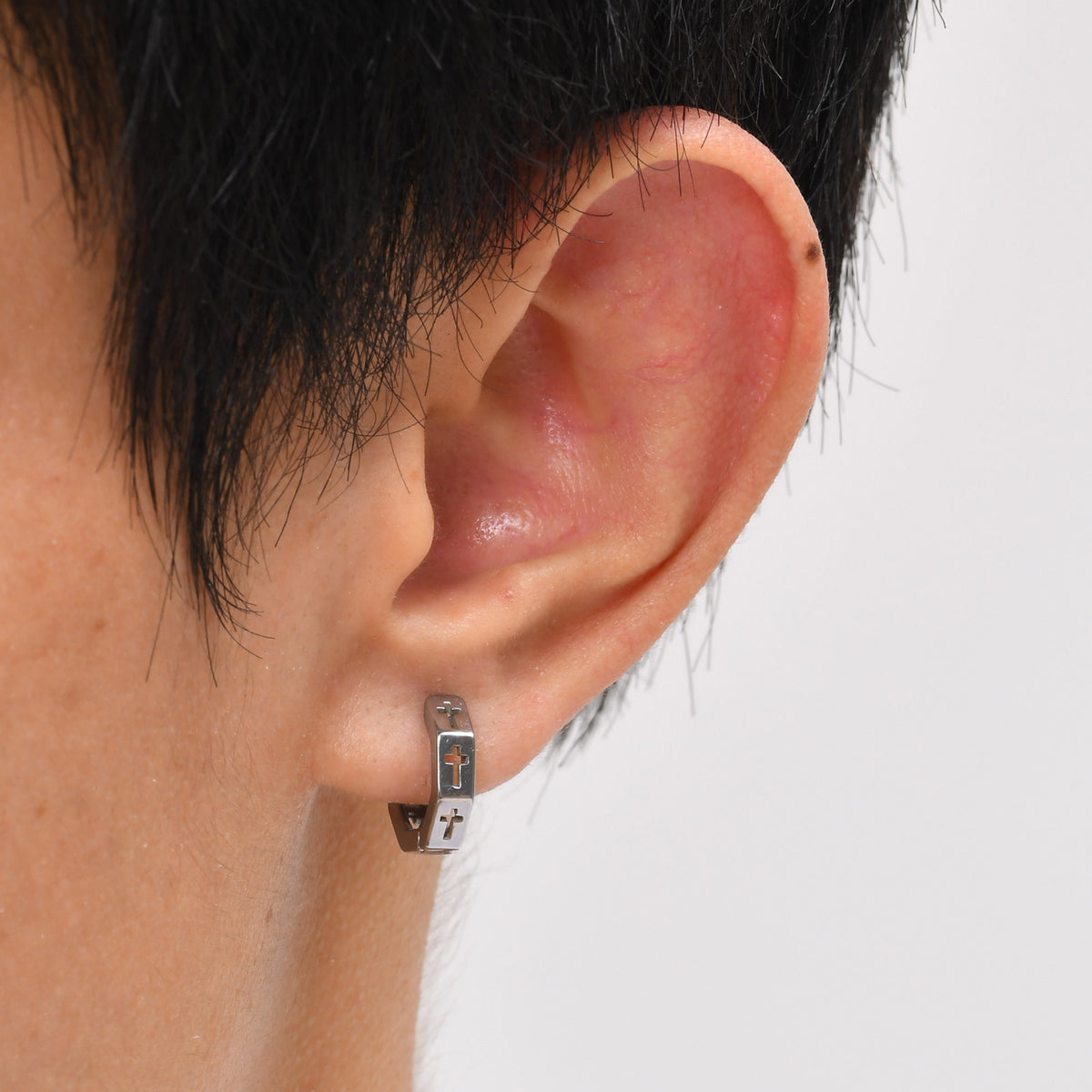 Geometric Cross Earrings — Silver or Black