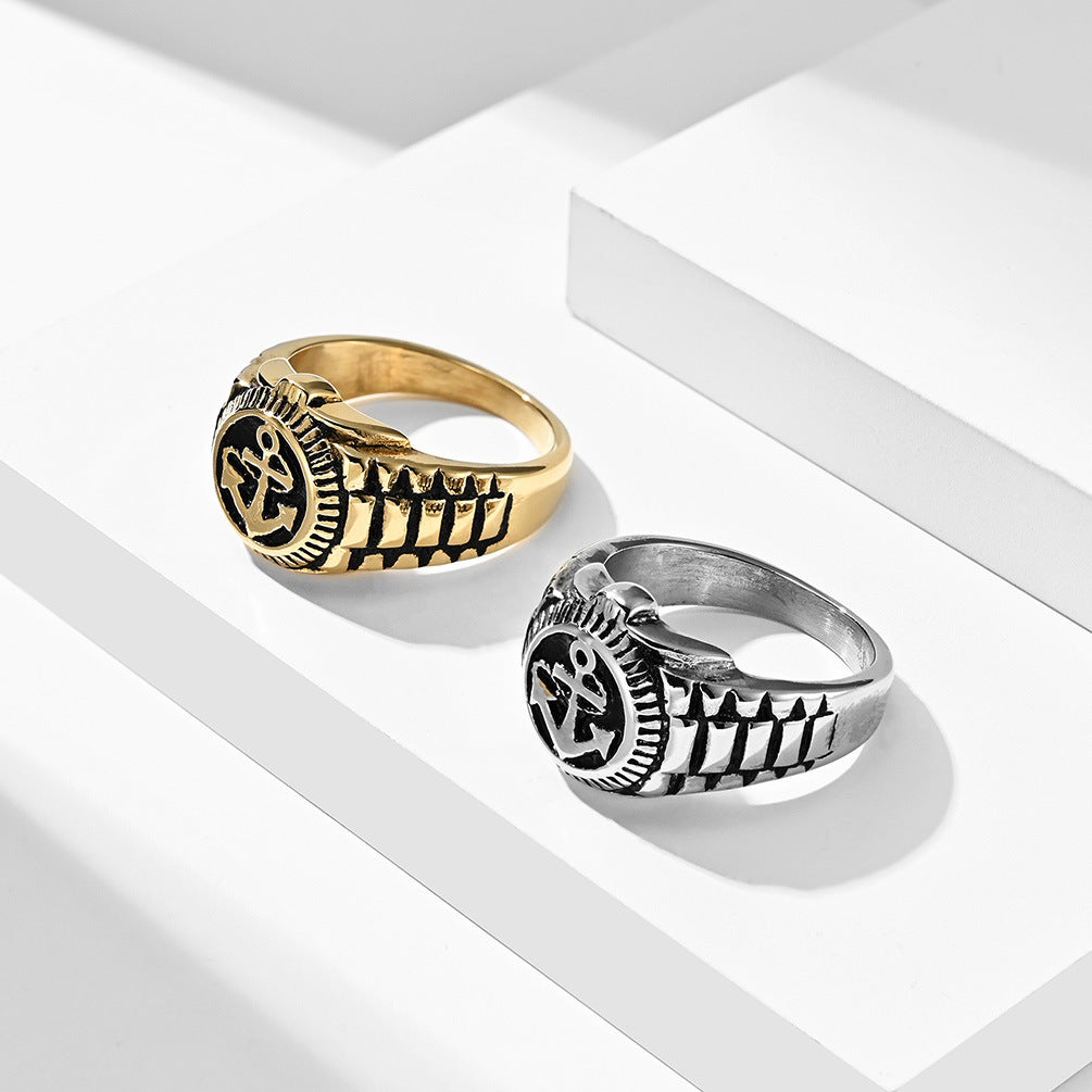 Stainless Steel Boat Anchor Men's Ring – & Antique Stainless Steel