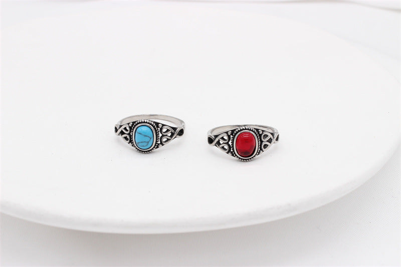 Personalized Retro Oval Gemstone Titanium Steel Ring For Women And Unisex By Planderful Everyday Genie