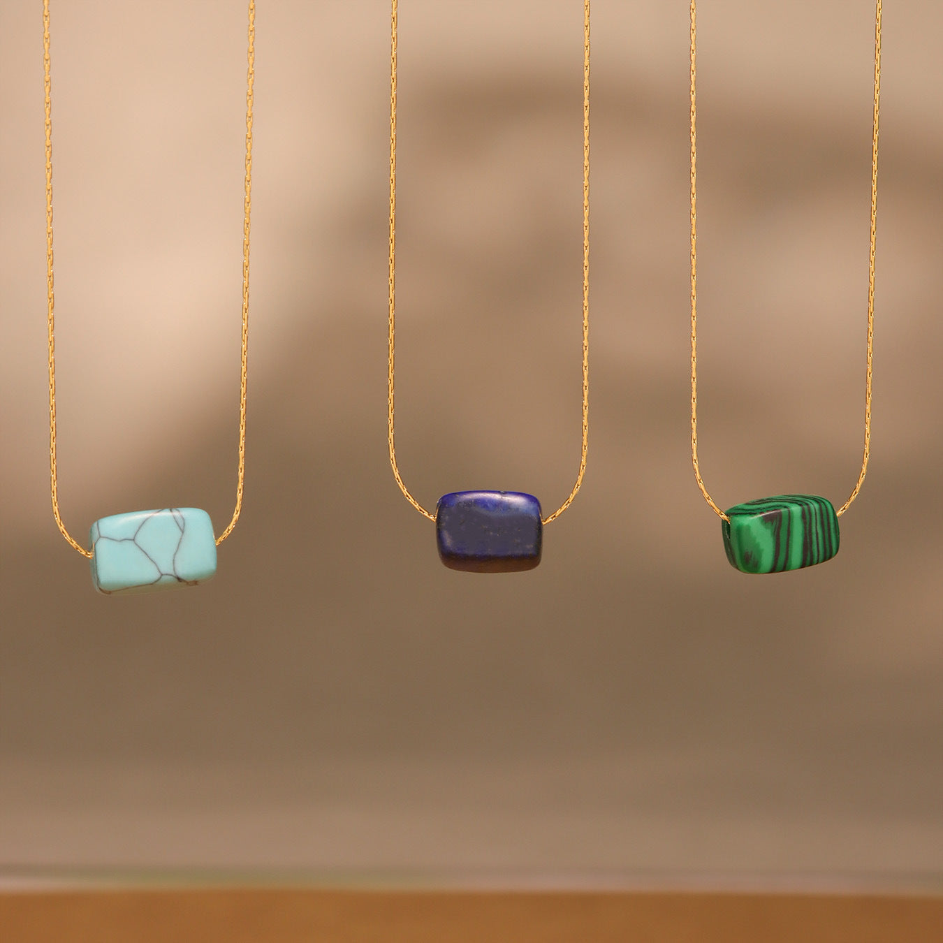 Planderful Turquoise Rectangular Pendant Necklace For Women