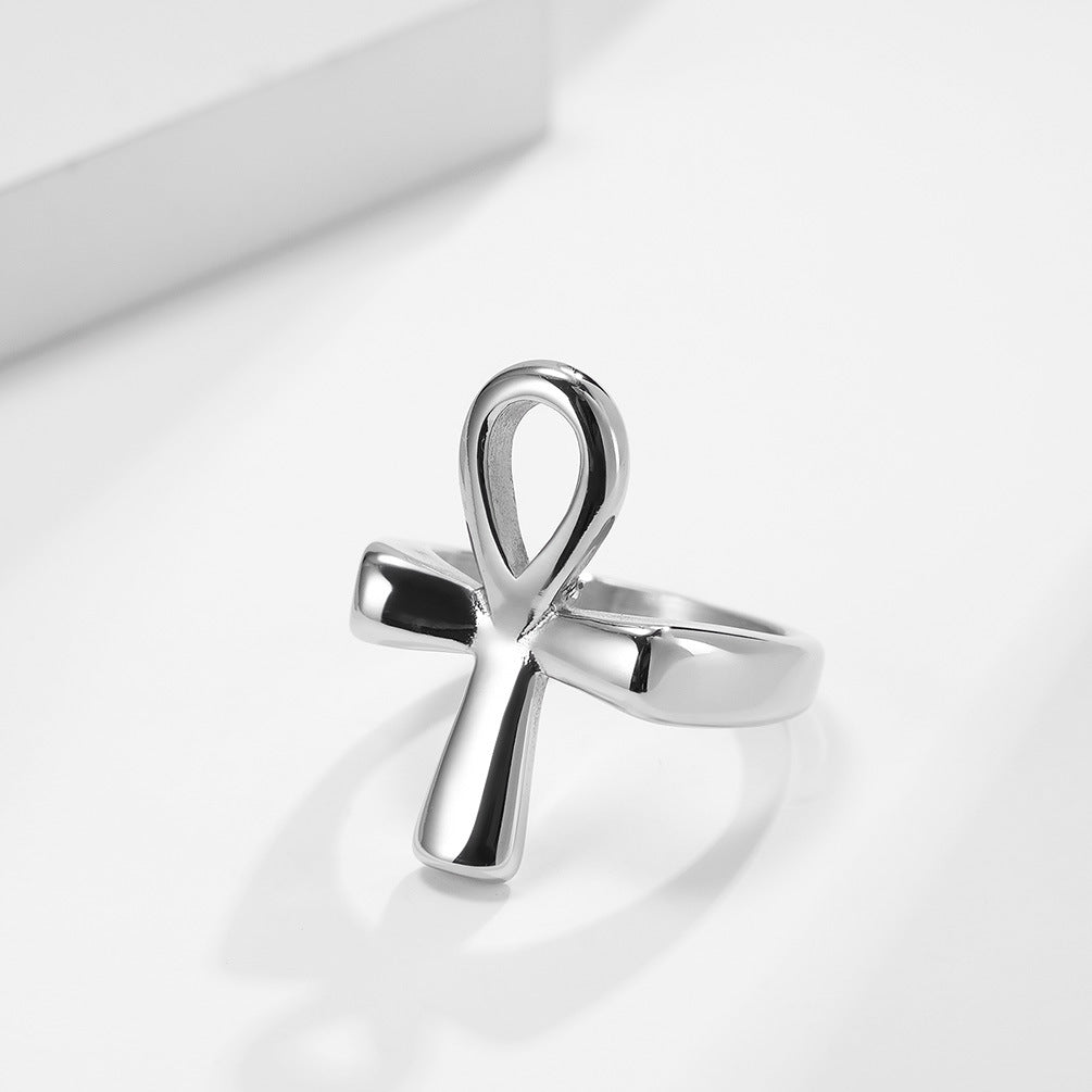 Steel Ring – Vintage Egyptian Anka Cross