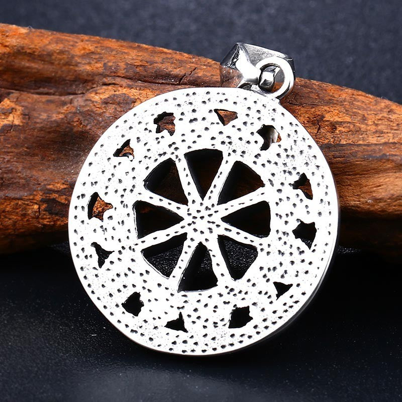 Nordic Viking-Inspired Retro Stainless Steel Hollow Flame Pendant for Men - European and American Cross-Border Jewelry