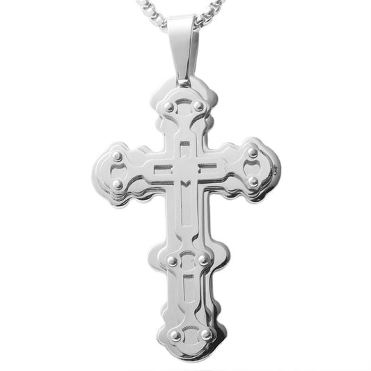 Stylish Titanium Steel Cross Pendant Necklace for Men - Personalized Retro Design