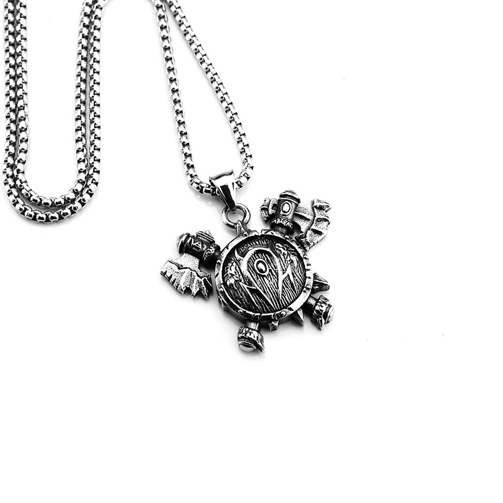 Nordic Vintage Men's Pendant Stainless Steel Viking Odin Shield