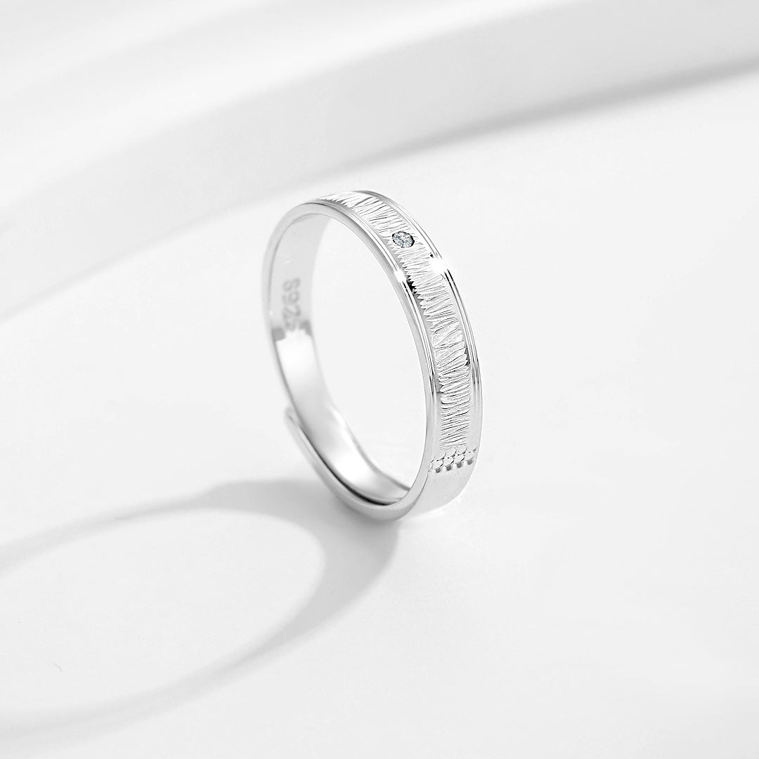 Planderful S925 Sterling Silver Texture Ring For Women Elegant Minimalist Adjustable Everyday Jewelry