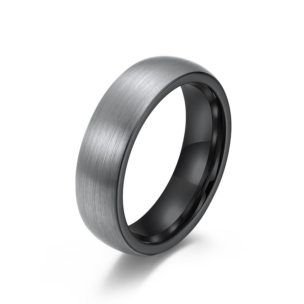 Curved Sand Surface Tungsten Steel Ring for Men