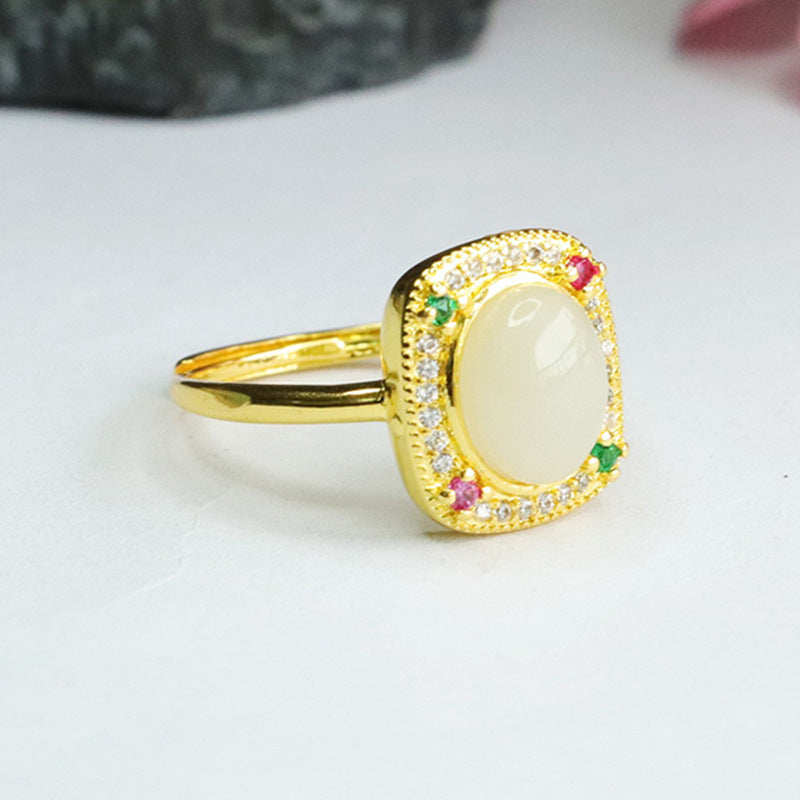 Hetian Jade Vintage Square Ring