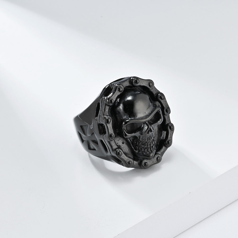 European American Retro Hiphop Skull Ring for Men Wholesale