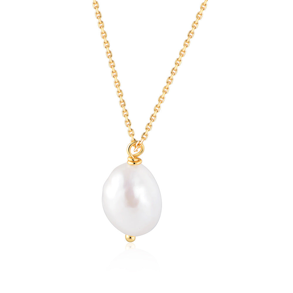 Planderful S925 Sterling Silver Pearl Necklace Natural Baroque Freshwater Pearls For Women Luxurious Collarbone Chain
