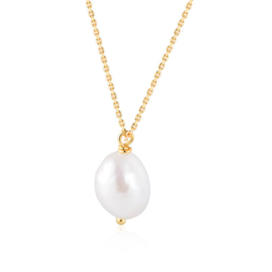 Planderful S925 Sterling Silver Pearl Necklace Natural Baroque Freshwater Pearls For Women Luxurious Collarbone Chain