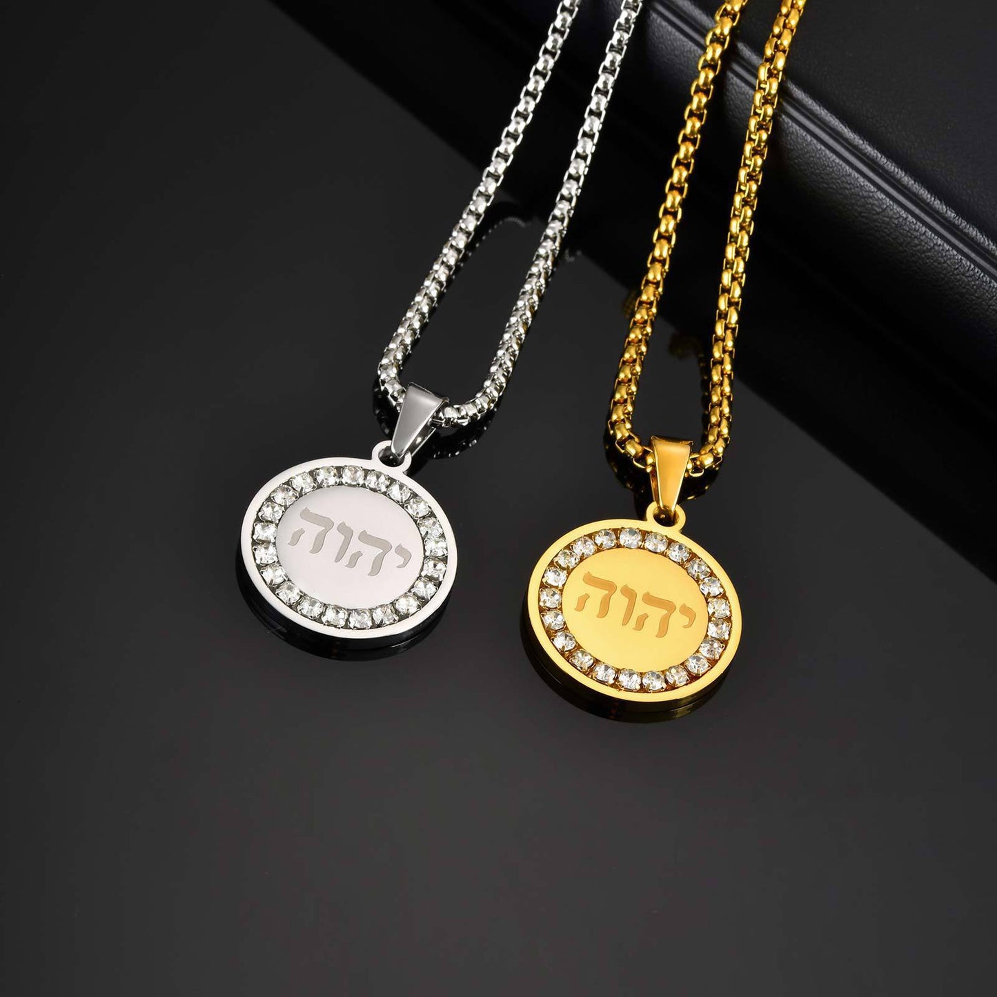 Planderful Stainless Steel Hebrew Pendant Necklace For Men
