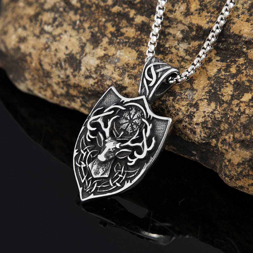 Vintage Viking Compass Stainless Steel Men's Pendant Necklace