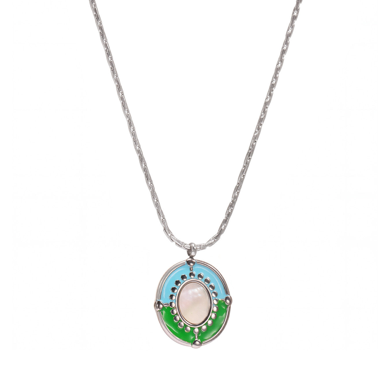 Planderful Oil Dripping Shell Necklace Stainless Steel Women