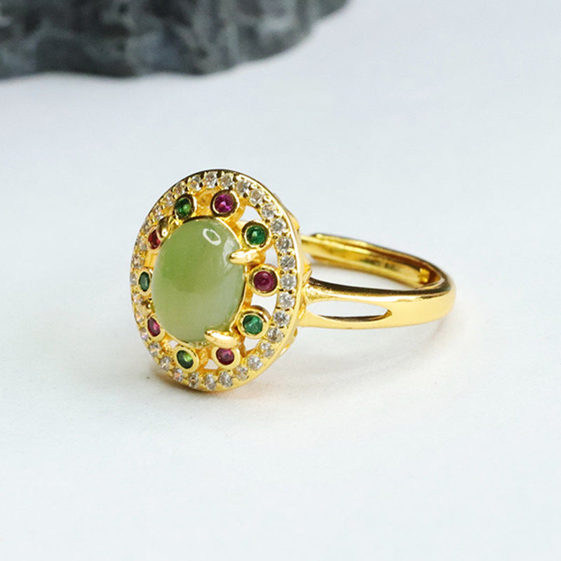 Hetian Jasper Vintage Cabochon Ring