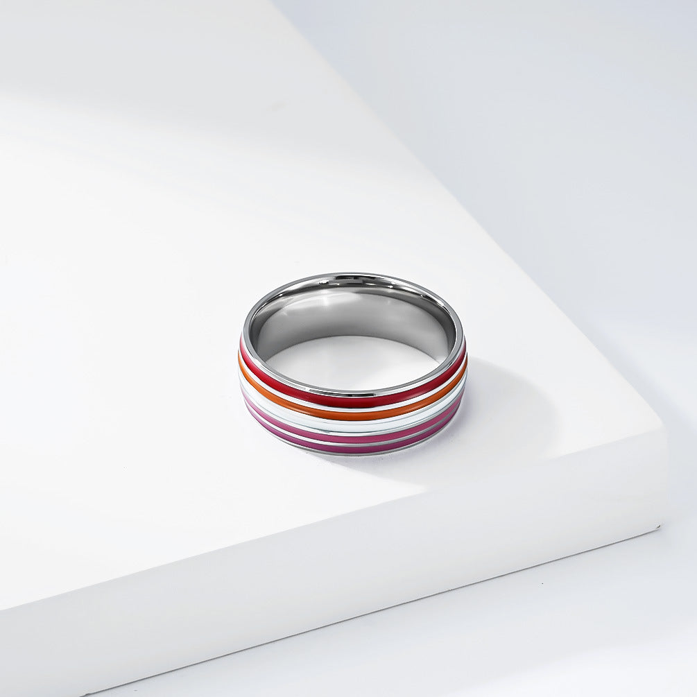 Steel Ring - Statement Rainbow Flag Ring