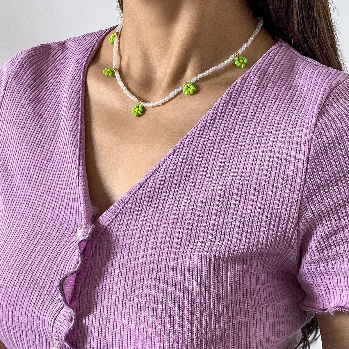 Planderful Vienna Verve Daisy Fringe Collarbone Necklace For Women Elegant Holiday Style