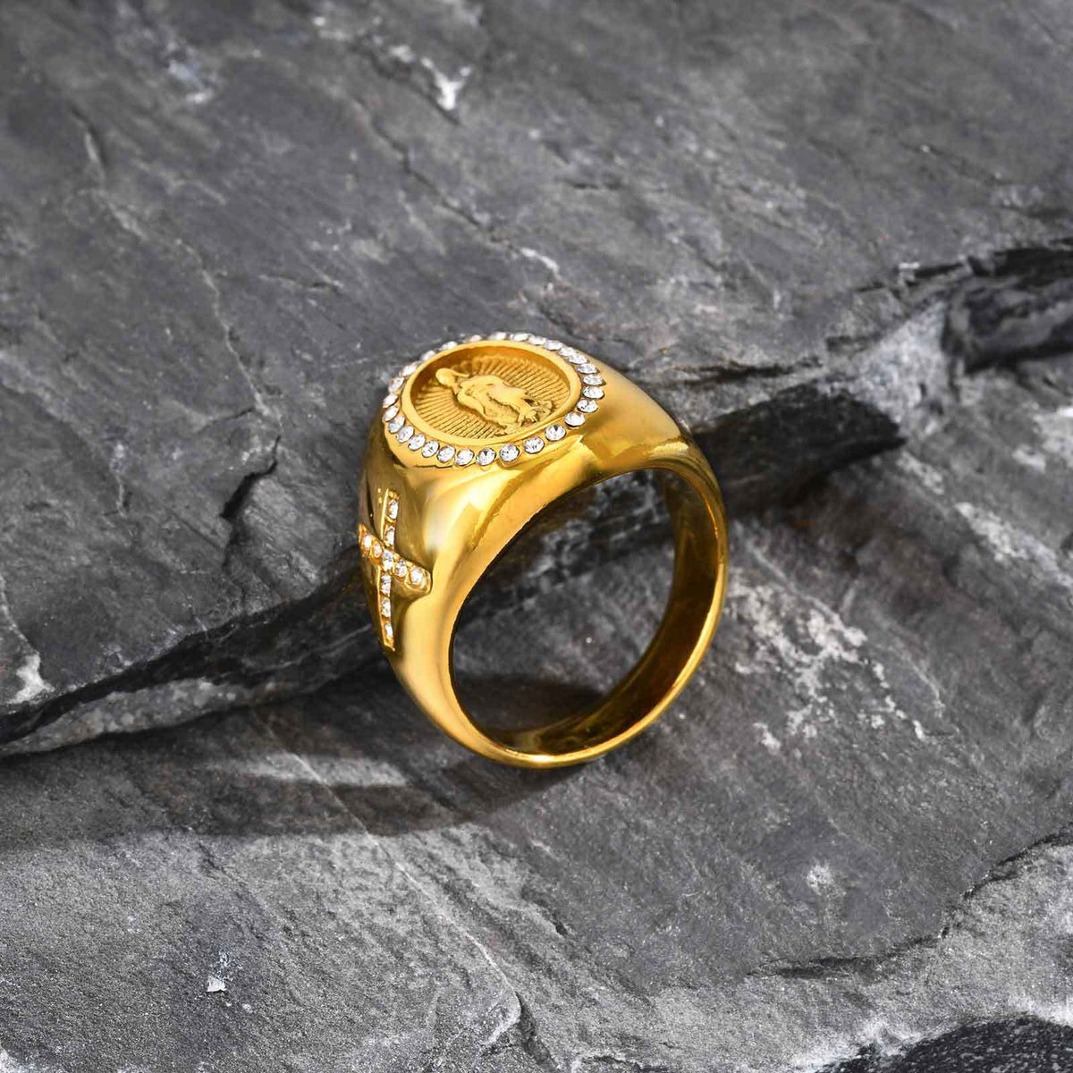 Hot-Selling Hip-Hop Hiphop Maria Ring – Zircon Men's Titanium Steel