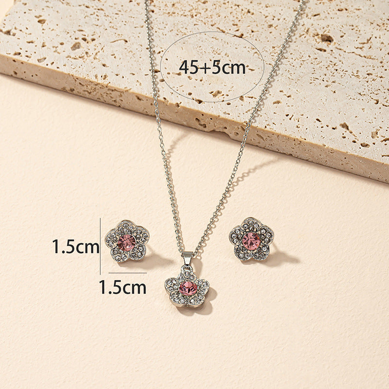 Luxe European Floral Jewelry Set with Necklace and Earrings