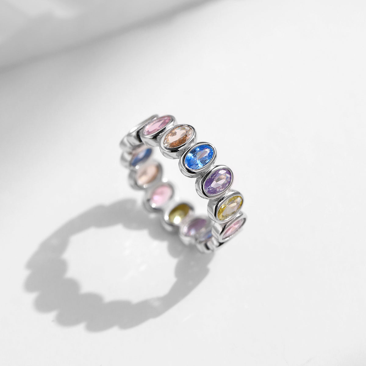 925 Sterling Silver Rainbow Zircon Ring