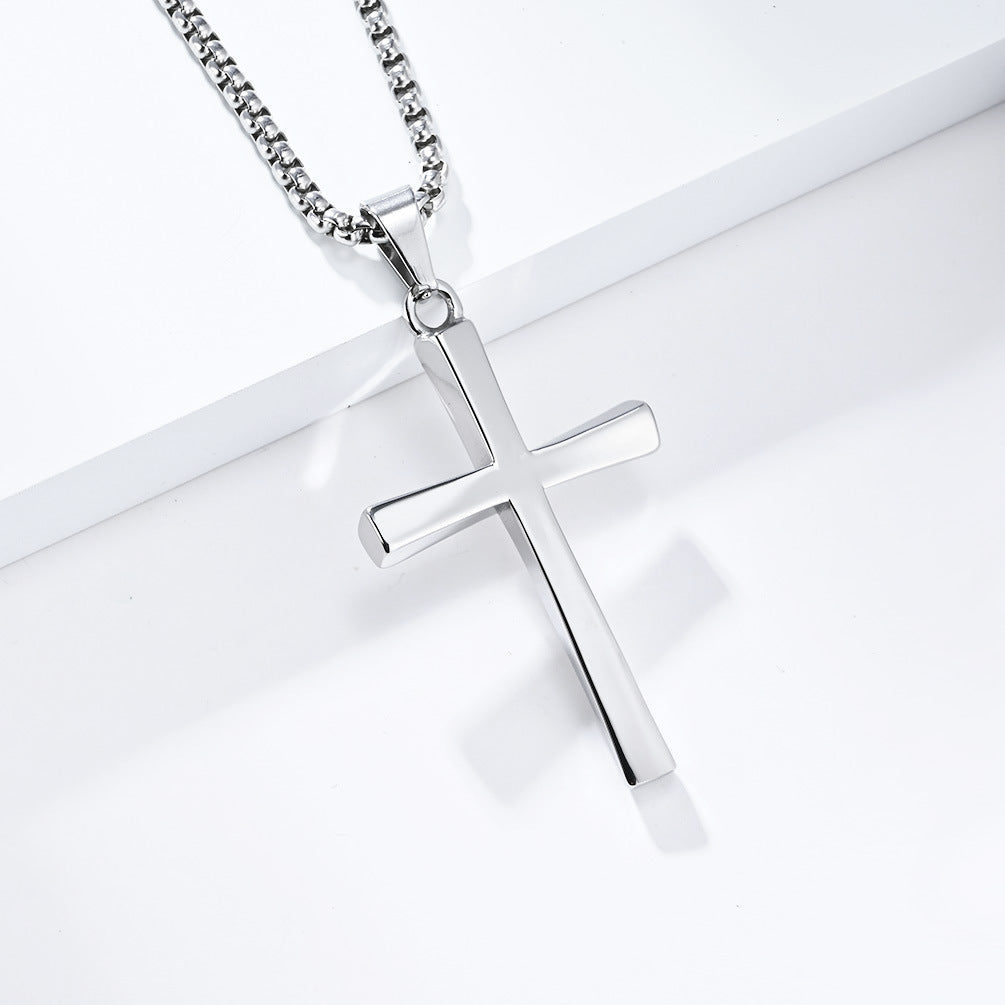 Twisted Titanium Steel Cross Necklace for Men - Personalized Pendant