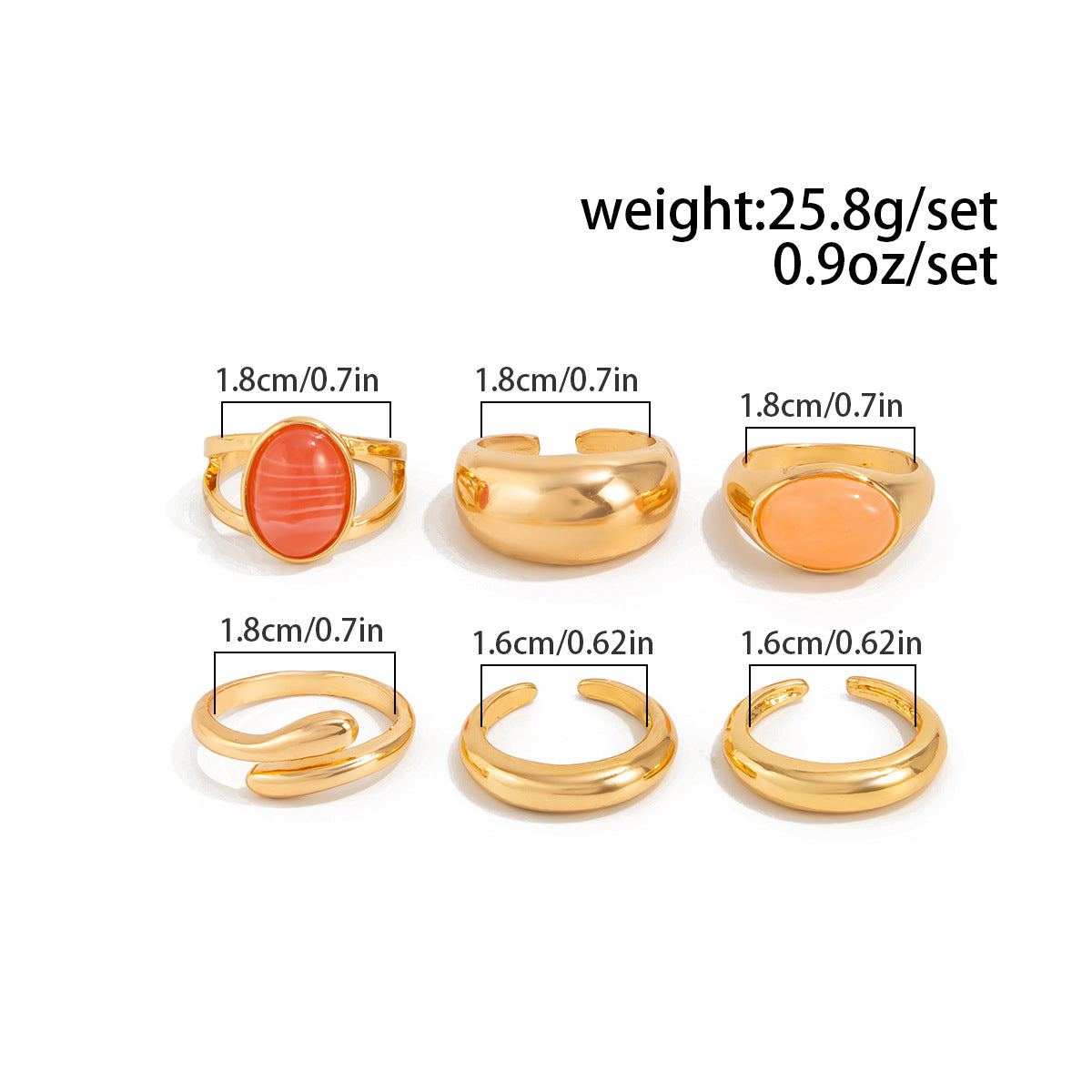 Planderful Vienna Verve Gemstone Ring Set Stackable Lava Rings For Bold Fashion Lovers Statement Jewelry