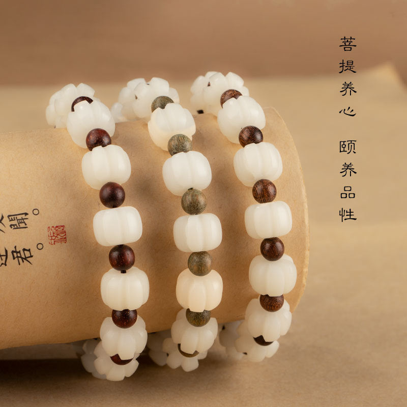 Fortune's Favor Sterling Silver Bracelet with White Jade and Sandalwood
